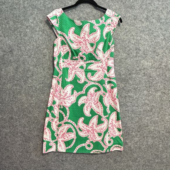 Lilly Pulitzer Dress Womens 0 Green Floral Sheath Summer Casual Preppy - Picture 1 of 16